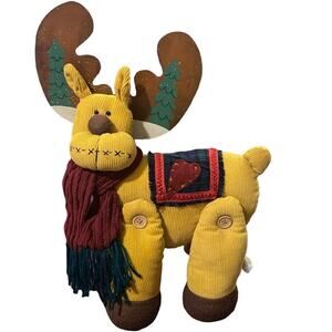 Jointed Artist Reindeer Christmas Soft Decor Plush Corduroy Hand Painted Antler